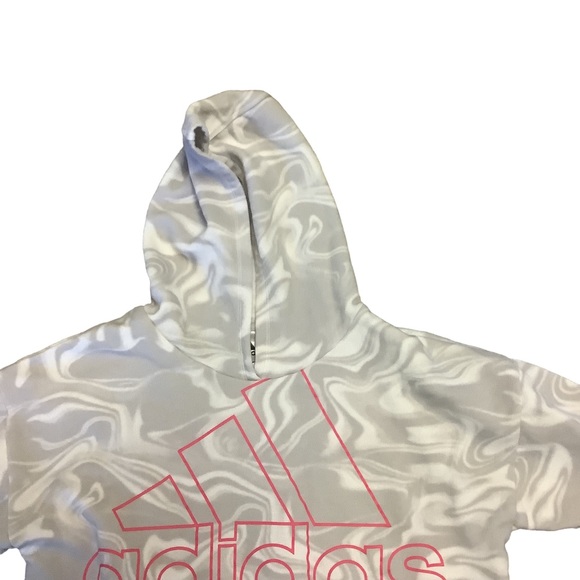 ADIDAS Girls Gray White & Pink Marbled Comfy Hoodie-Size 16 - Picture 5 of 9